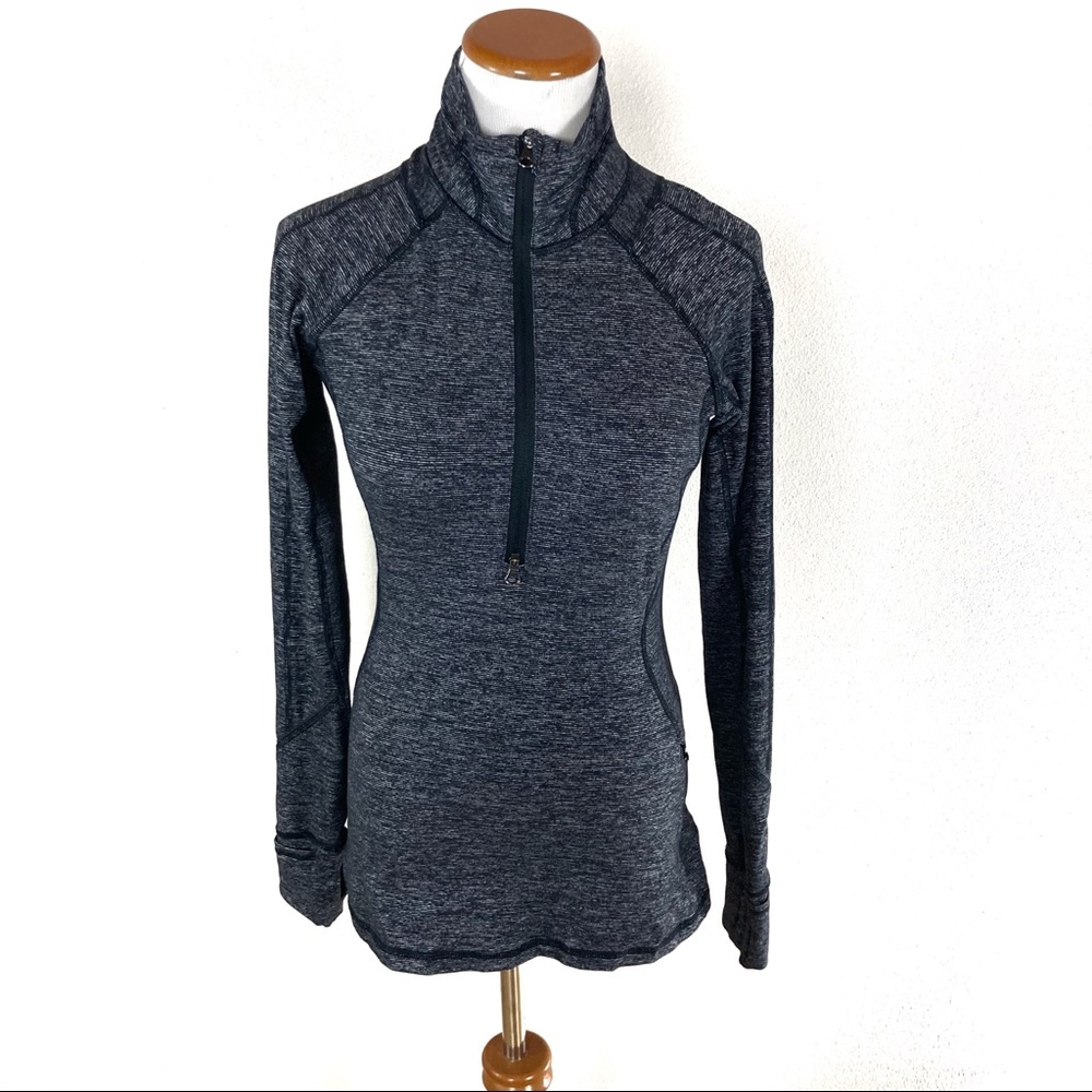 Lululemon Race Your Pace 1/2 Zip Pullover Heathered Black Jacket Sz 4